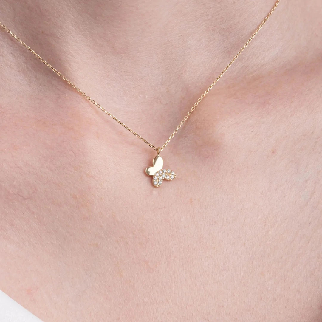 Butterfly Silver 925s Necklace Gold Plated