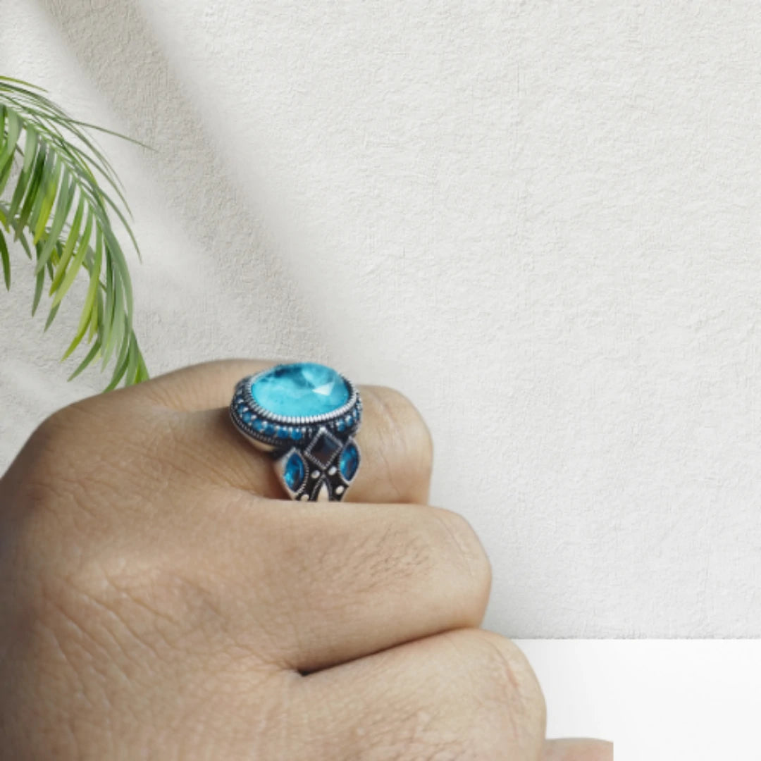 Aquamarine Stone Silver 925s Ring