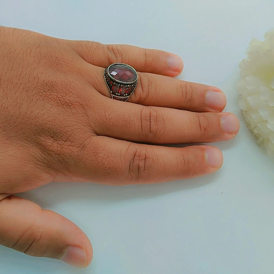 Red Diamond Silver 925s Ring