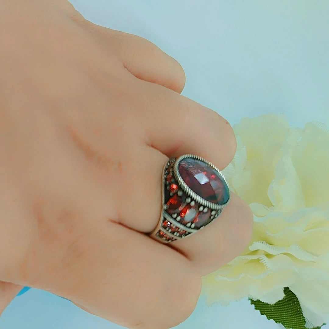 Red Diamond Silver 925s Ring
