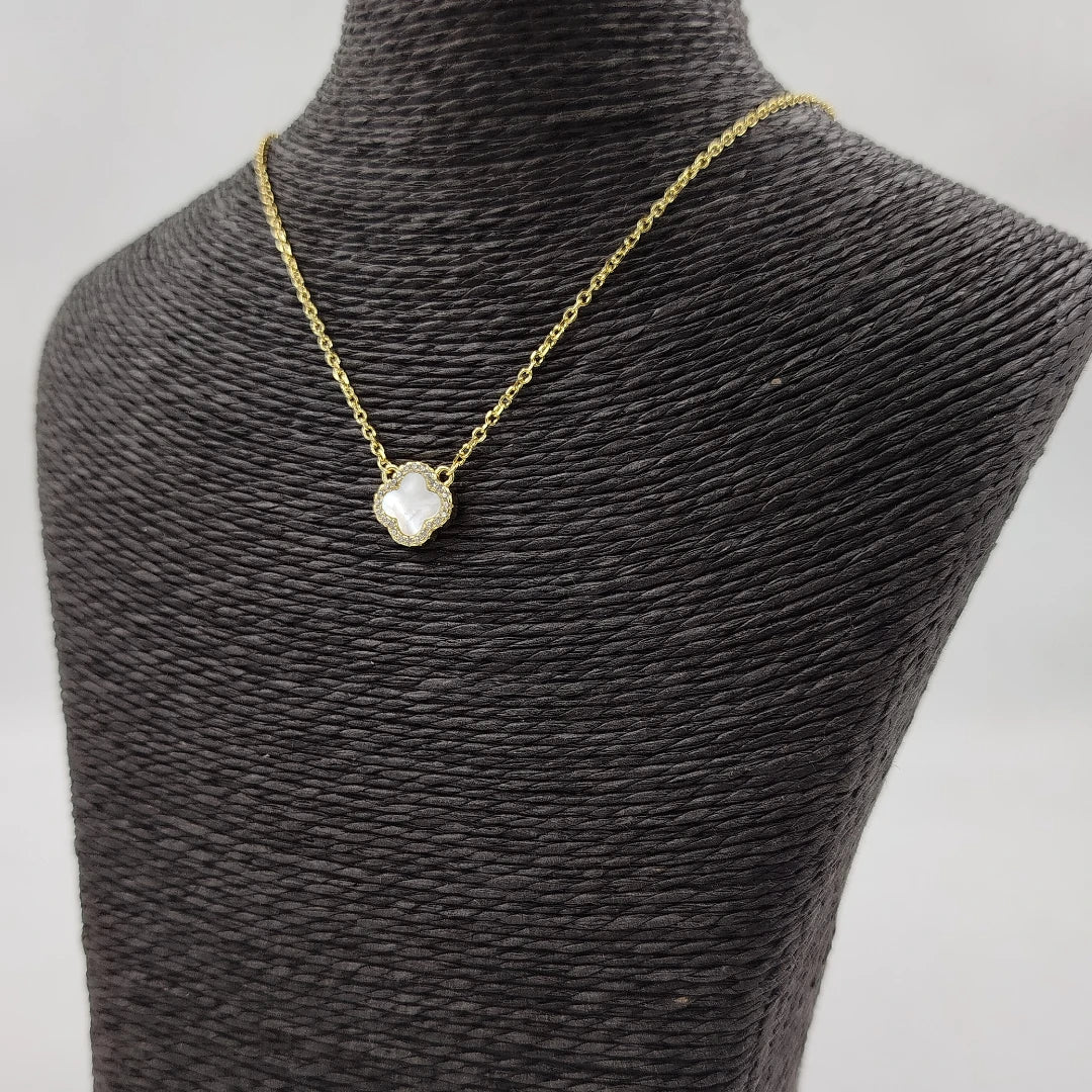 Van Cleef Clover Silver 925s - White - Necklace Gold Plated