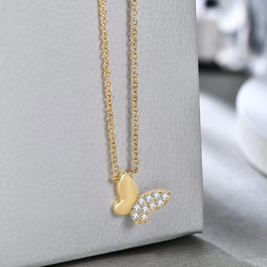 Butterfly Silver 925s Necklace Gold Plated