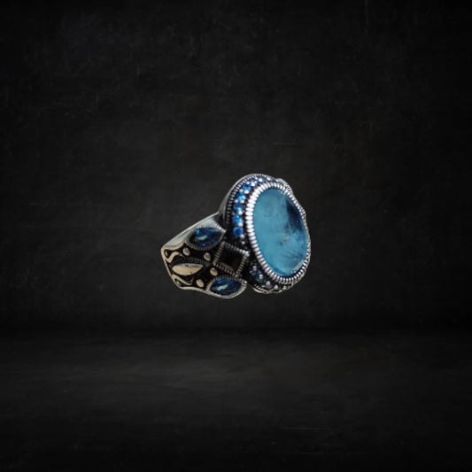 Aquamarine Stone Silver 925s Ring
