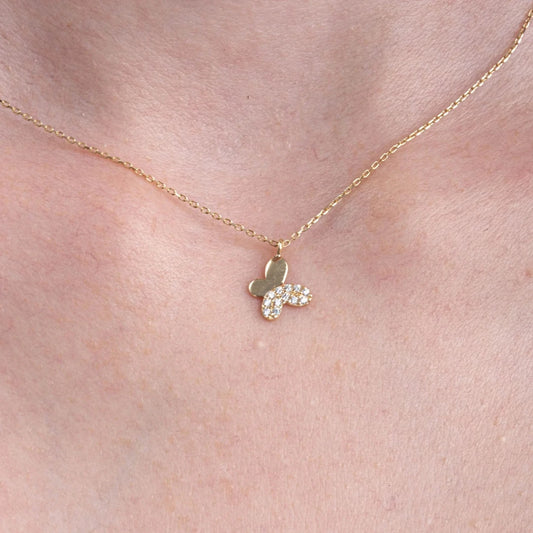 Butterfly Silver 925s Necklace Gold Plated