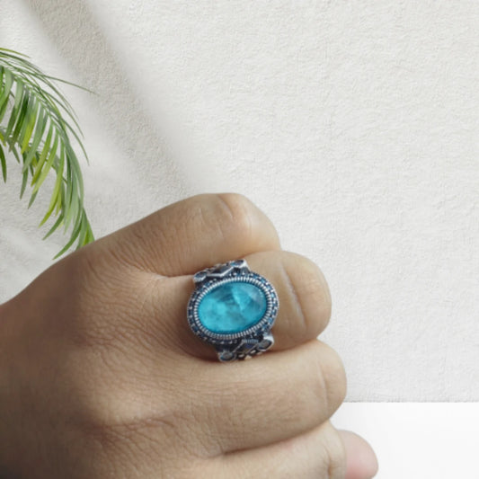 Aquamarine Stone Silver 925s Ring