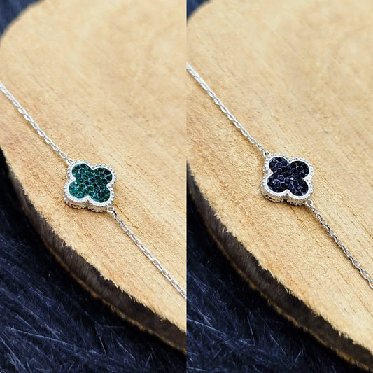 Van Cleef Double-Faced Colours Black&Green Silver 925s Bracelet
