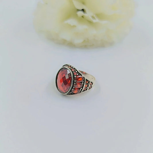 Red Diamond Silver 925s Ring