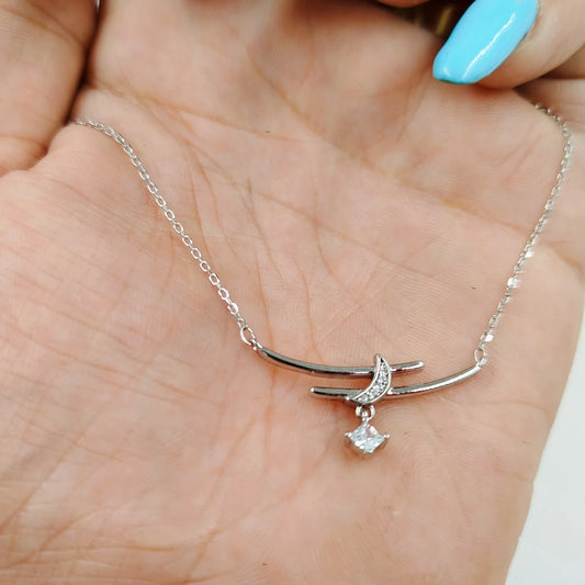 Crescent & Star Silver 925s Necklace