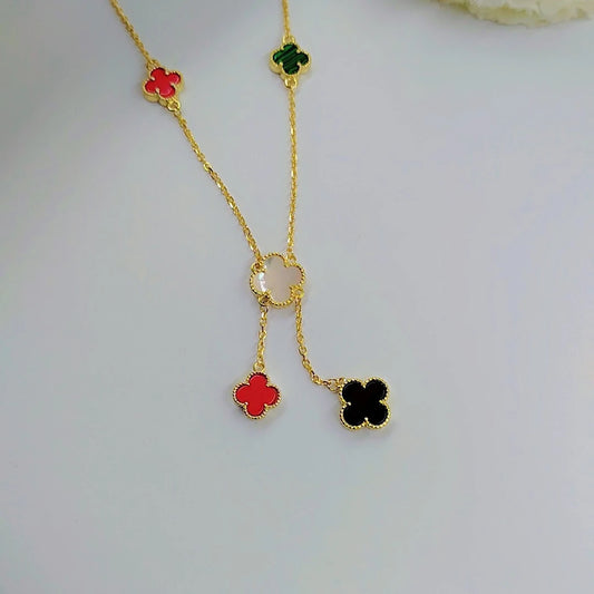 Van Cleef 5 Leaves Silver 925s Necklace Gold Plated