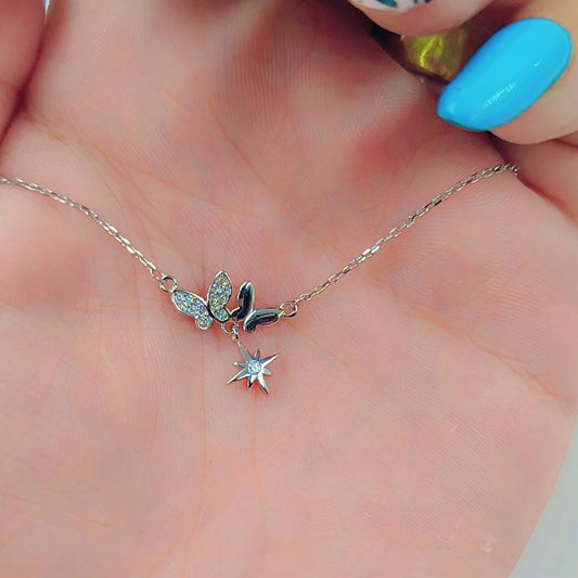 Star Butterflies Silver 925s Necklace