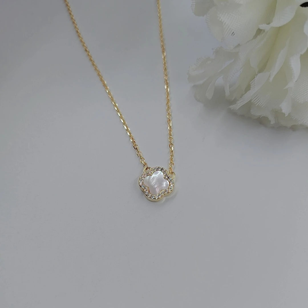 Van Cleef Clover Silver 925s - White - Necklace Gold Plated