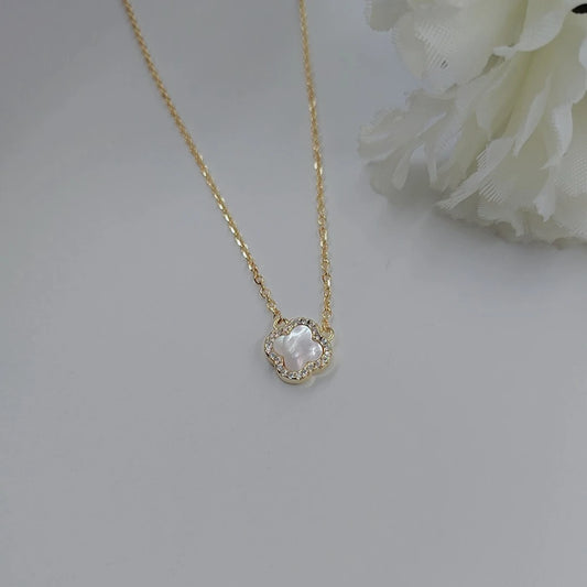 Van Cleef Clover Silver 925s - White - Necklace Gold Plated