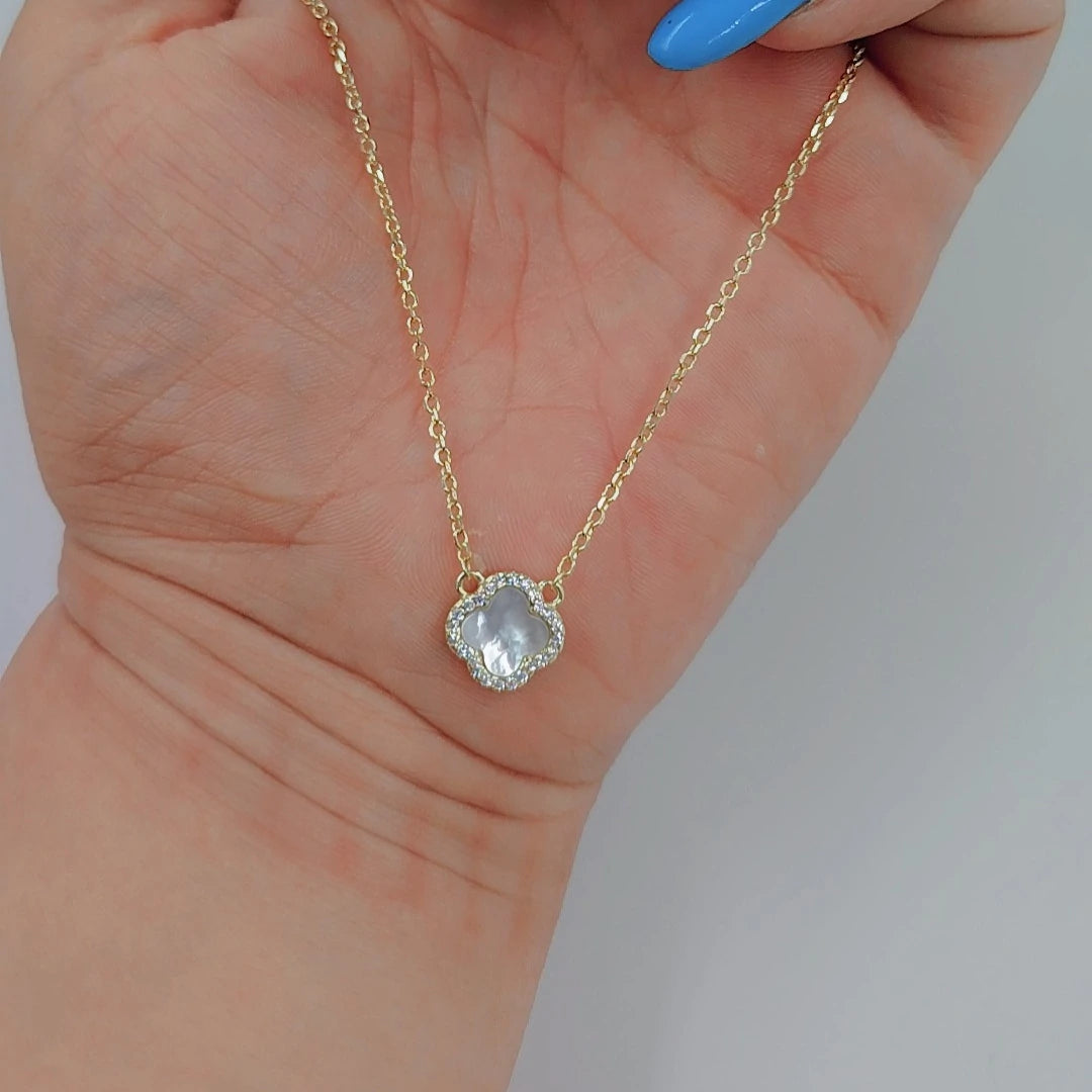 Van Cleef Clover Silver 925s - White - Necklace Gold Plated