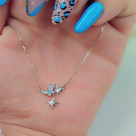 Star Butterflies Silver 925s Necklace