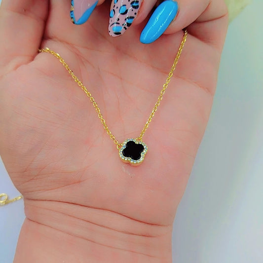 Van Cleef Clover Silver 925s - Black - Necklace Gold Plated