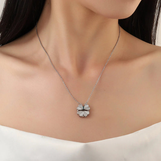Double Shaped Four Hearts Magnetic Silver s925 Necklace
