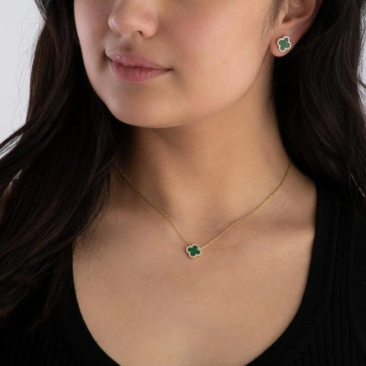 Van Cleef Clover Silver 925s - Green - Necklace Gold Plated