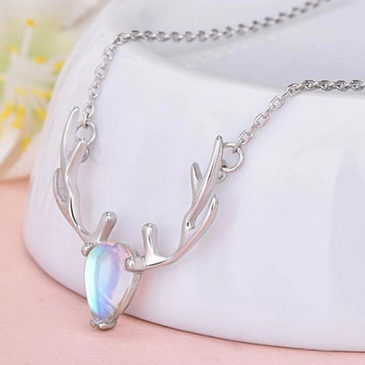 Christmas Deer Crystal Silver s925 Necklace
