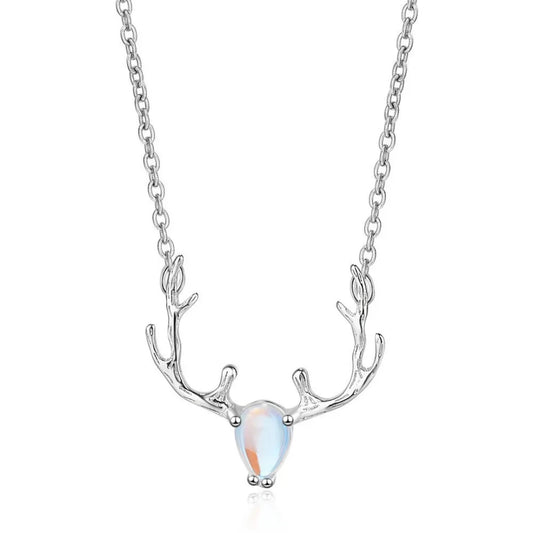 Christmas Deer Crystal Silver s925 Necklace