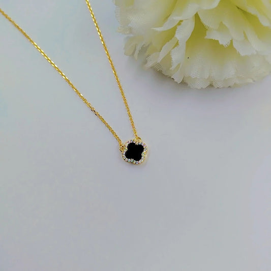 Van Cleef Clover Silver 925s - Black - Necklace Gold Plated
