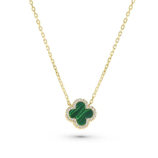 Van Cleef Clover Silver 925s - Green - Necklace Gold Plated