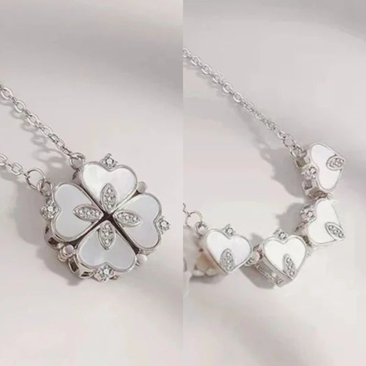 Double Shaped Four Hearts Magnetic Silver s925 Necklace