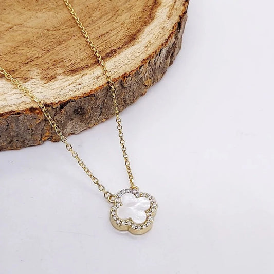 Van Cleef Clover Silver 925s - White - Necklace Gold Plated