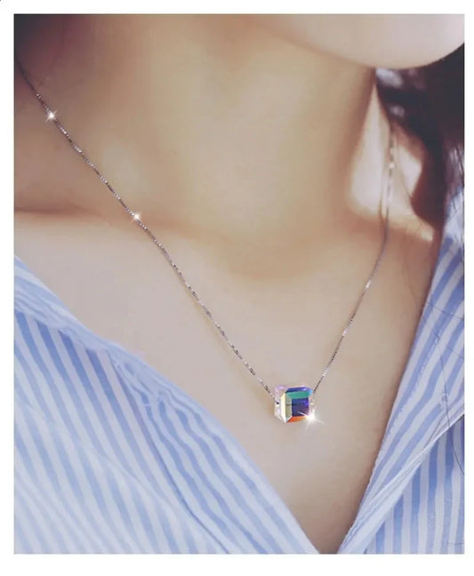 Crystal Cubic Silver s925 Necklace